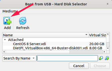 Click "Add" button to choose the newly created vmdk file