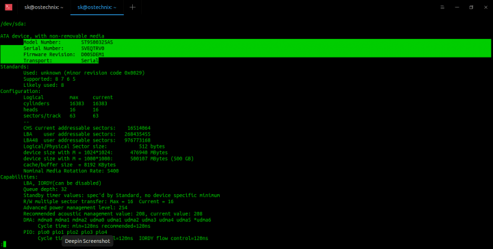 Display Hard Disk Details With Hdparm Command In Linux