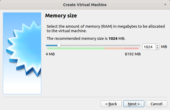 Enter RAM size to virtual machine in virtualbox